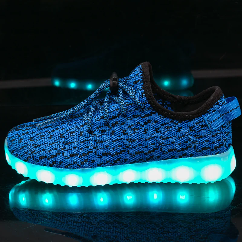 

High Quality Eur Size 30- 37 5 Colors Kid Luminous Sneakers Glowing USB Charge Boys LED Shoes Girls Footwear LED Slippers White