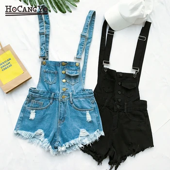 

HCYO Short Rompers Womens Jumpsuit Denim Overalls for Women Rompers Plus Size Hole Playsuits and Jumpsuits for Girls Overalls