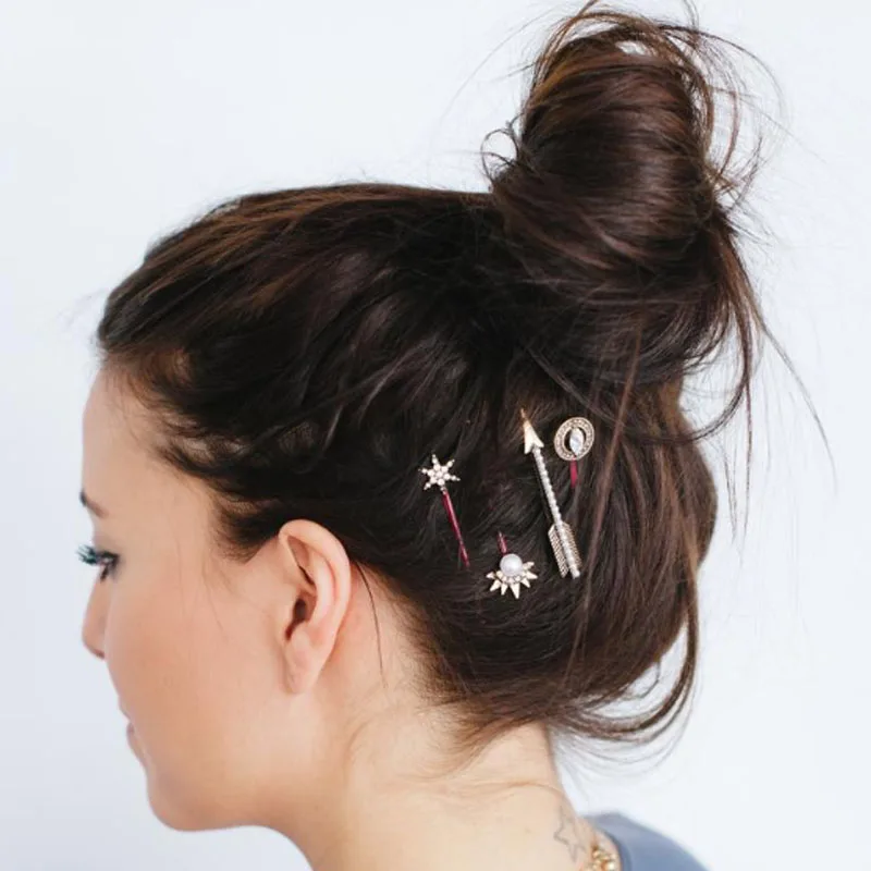 

4pcs/set Arrow Star Shape Pearl Rhinestone Hairpins Barrrette for Women Hair Jewelry Vintage Hair Clips Headwear Accessories