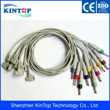 

10set/lot Compatibe New 12 Channel Electrocardiogram TrimTouch cable leadwires for philips 10leads Banana4.0 ends AHA with CE