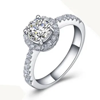 

Brilliant Wedding Ring 1Ct Synthetic Diamonds Female Ring Solid 925 Sterling Silver White Gold Color Syrupy Gift for Her
