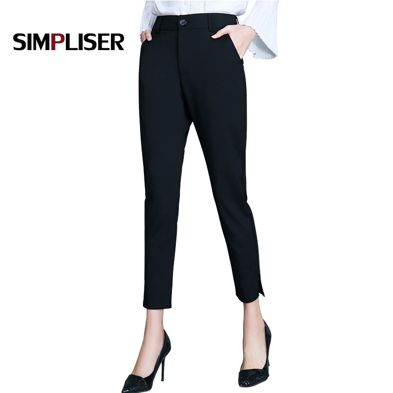 Для женщин формальные шаровары женские брюки черный Femme Pantalon офисные повседневная обувь женские мотобрюки плюс размеры 4XL 2019