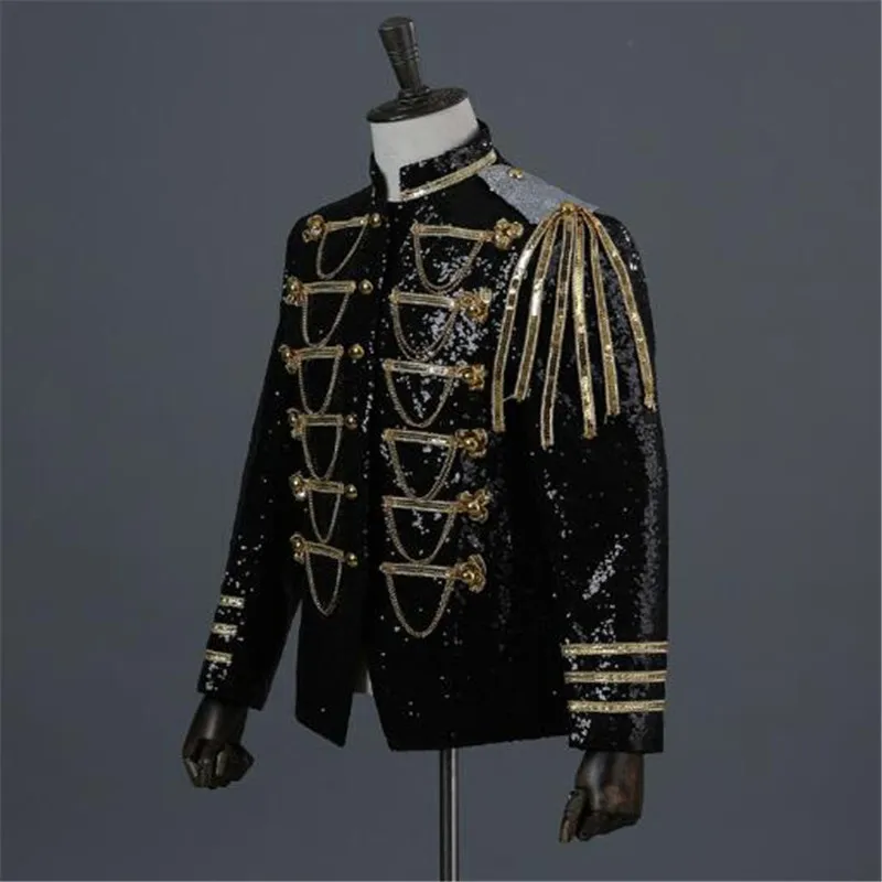  2018  Fashion sequins stage suit Jacket Men Party Suit Wears Digital Printing Performers Coat 
