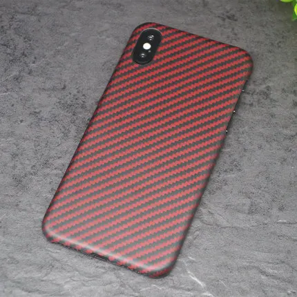 Ультра тонкий чехол из настоящего углеродного волокна для iPhone X, чехол, чехол s - Цвет: Matte Red 1