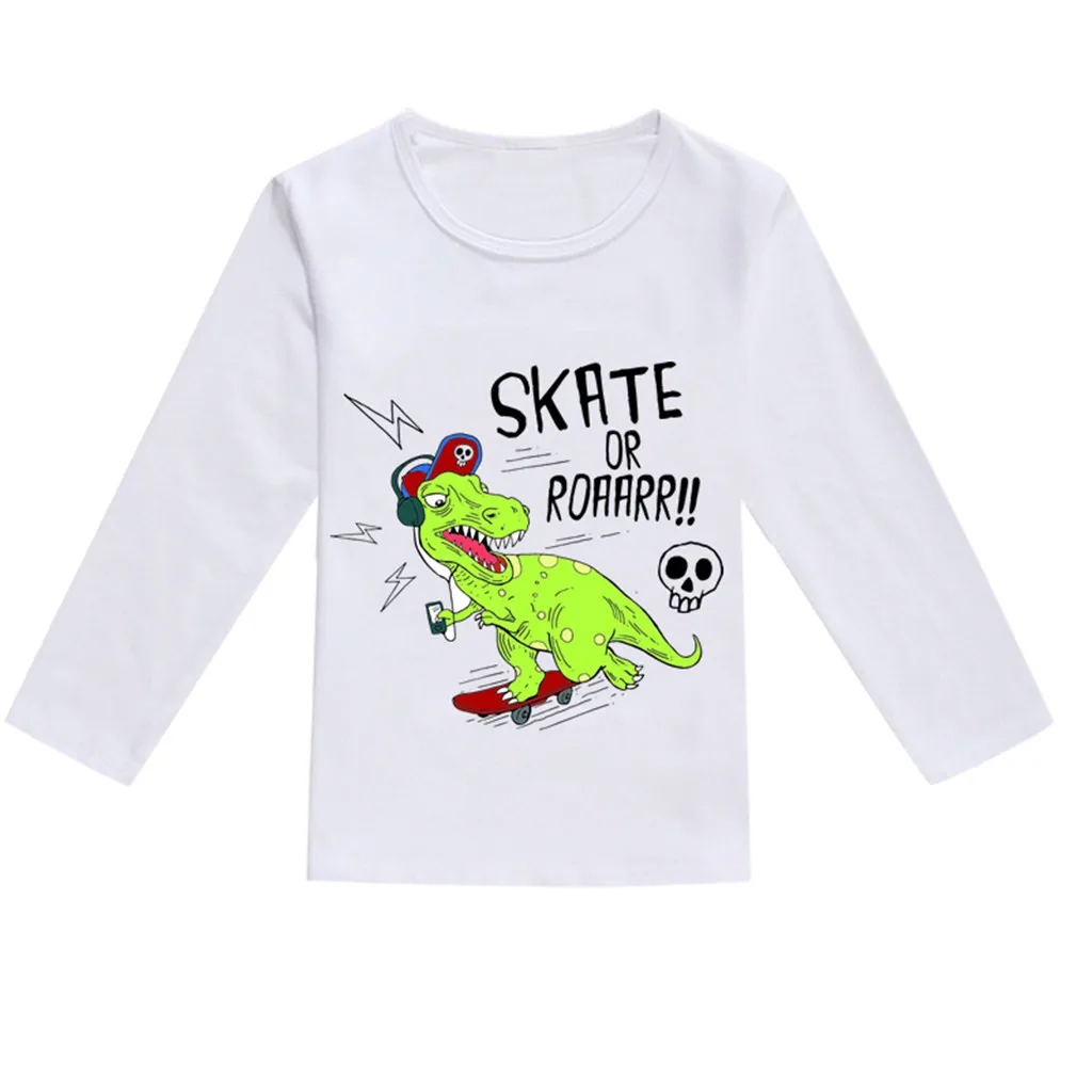 Детская футболка с длинными рукавами с рисунком кота и динозавра; топ с принтом осьминога для маленьких мальчиков и девочек; Весенняя футболка; camiseta