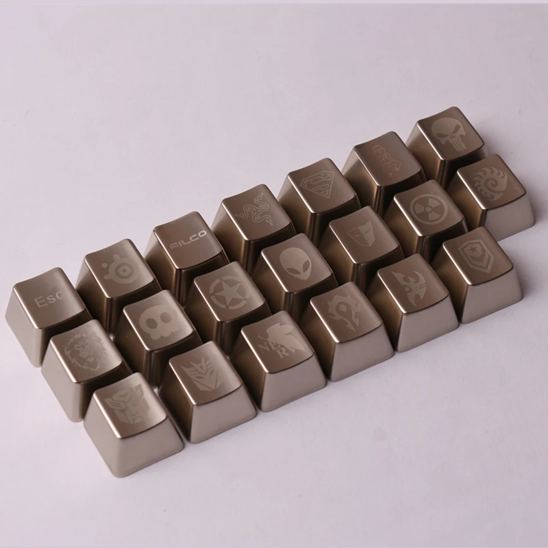 

Metal Keycaps Silver ESC Custom Pattern R4 Height OEM Profile Cherry MX Key Cap For MX Switches Mechanical Gaming Keyboards