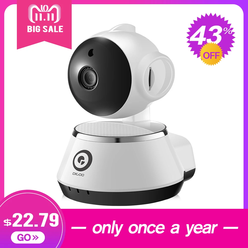 

Digoo BB-M1 720P Wireless Wifi Pan / Tilt Night Vision Two-way Audio Smart Security IP Camera Baby Monitor For Baby Sleep