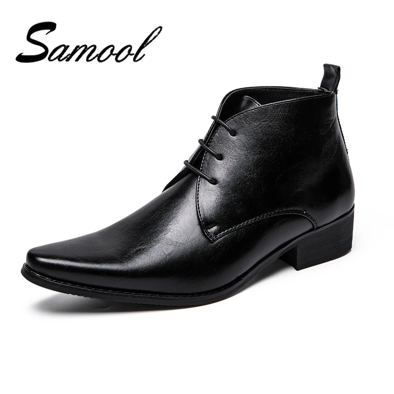 

SAMOOL 2018 Brand Leather Males Leisure High Help Shoes Spring And Autumn Lace Up Shoes Casual Men'S Wear Resistant Flats Lx5