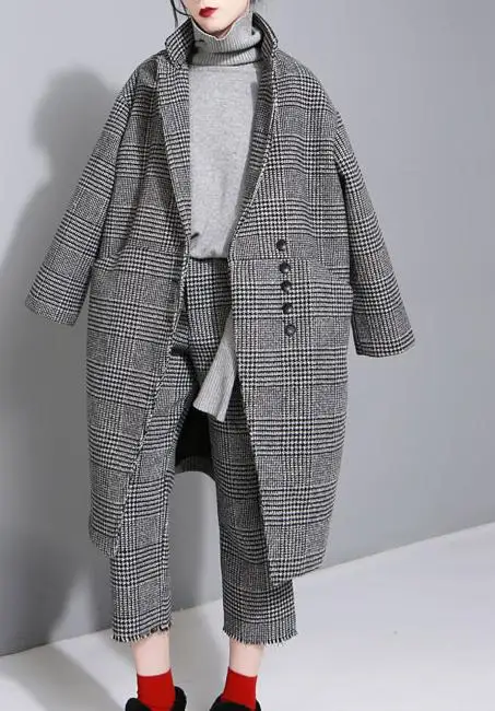 GETSRING, Женское шерстяное и кашемировое пальто+ щетина, широкие брюки, костюм, женские шерстяные пальто, набор, шерстяное пальто, Осень-зима - Цвет: grey set