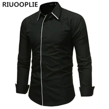 RIUOOPLIE Бизнес Повседневное Для мужчин редактировать линия украшения Slim Fit рубашка с длинными рукавами Блузка