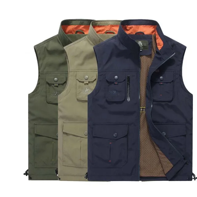 Cheap New Vest Brand Clothing Summer Autumn Men Photograph Vest With Many Pockets Embroidery Sleeveless Jacket Male Waistcoat