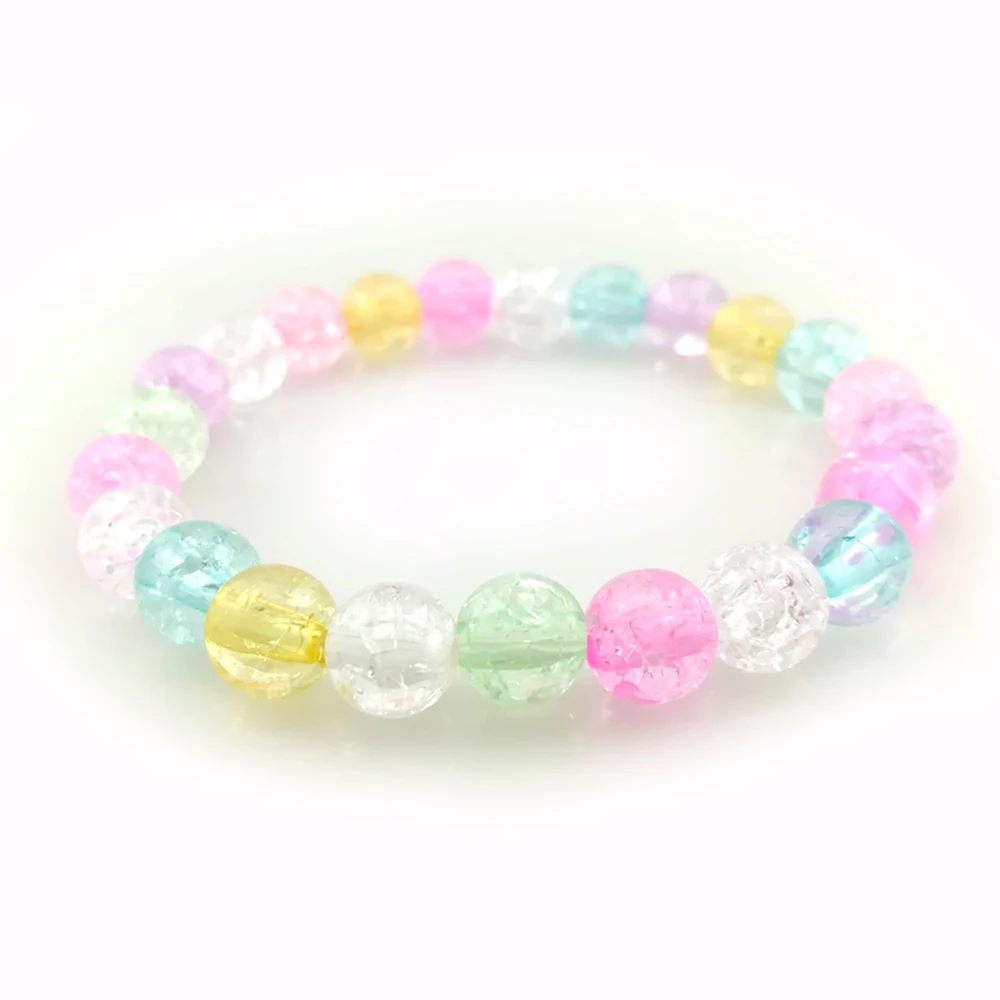 

24pcs/lot 8mm Mixed Color Gradient Crack Acrylic Beaded Bracelets For Children Gift