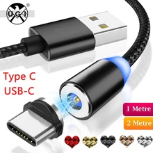 UGI 1 м 2 м светодиодный магнитный usb-кабель с магнитной вилкой USB type C кабель для быстрой зарядки мобильного телефона кабель для samsung Xiaomi huawei LG