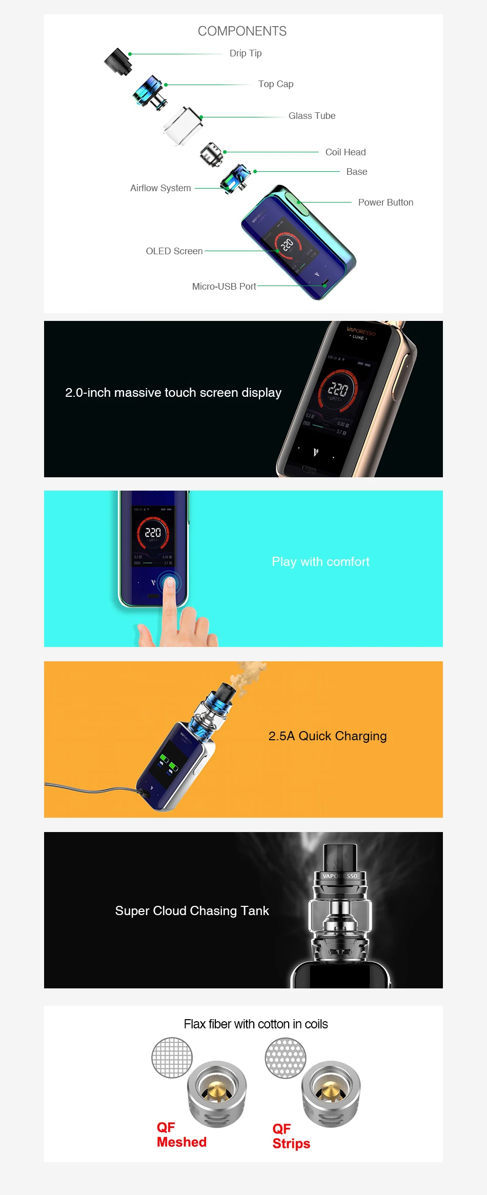 220 Вт Vaporesso люкс S TC комплект vs Vaporesso люкс бокс мод и 8 мл SKRR S бак без 18650 батареи vs Gen/Swag 2/Armour Pro