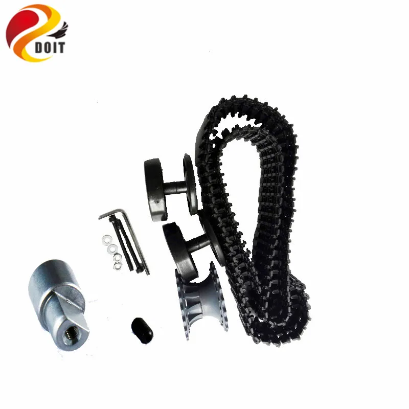 

DOIT 1 set Accessory for Tank Chassis with 2 Plastic Bearing Wheel+1 Driving Wheel+1 coupling + 1 Tracks DIY RC Toy Parts