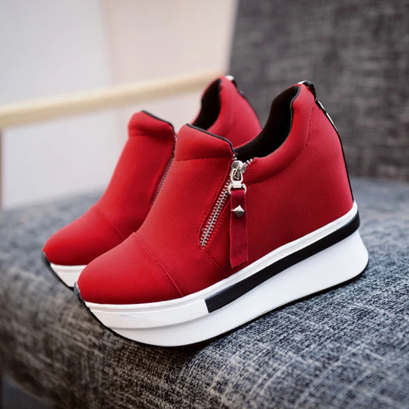 ZALAVOR Women Shoes Women Fashion Sneakers Platform Pumps Zip High Heel Sneakers Shallow Casual Women Shoes Footwear Size 35-40