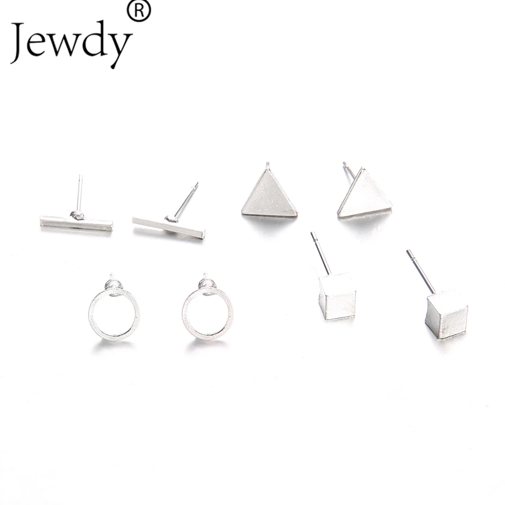 

6 PCS/lot Box Cute Women Silver Plated Stud Earrings Set with Box Classic Mixed Styles Star Heart Moon Earrings Jewelry