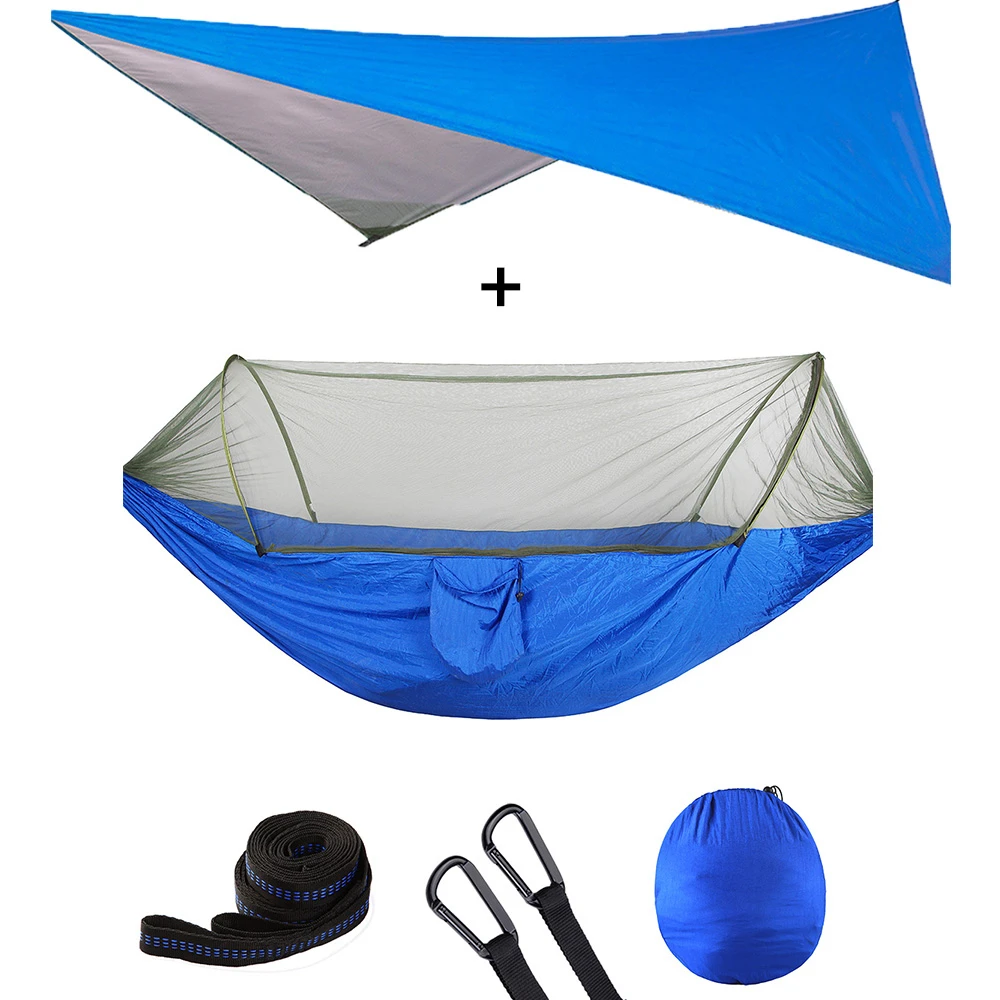 

Portable Mosquito Net Hammock Tent Quick Open With Waterproof Awning Canopy Set Hammock Pop-Up Hamak Swing Outdoor Hanging Chair