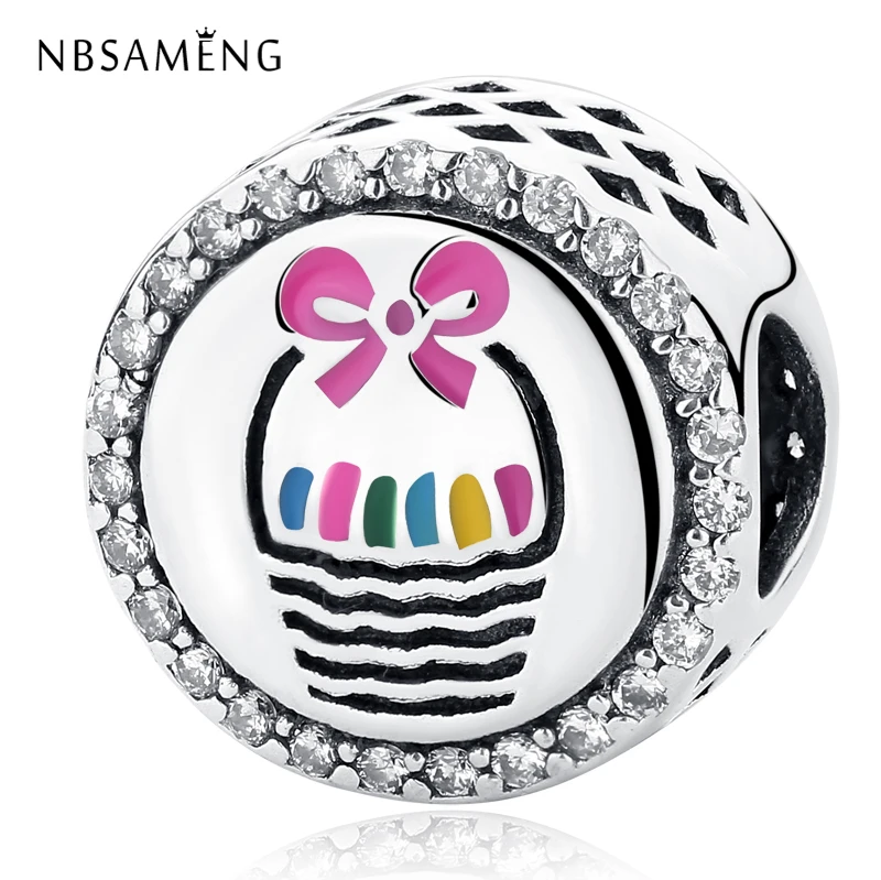 

2018 Real 925 Sterling Silver Charm Pink Bead Bowknot Colorful Fish Charm Fit Pandora Bracelets & Bangles For Women DIY Jewelry