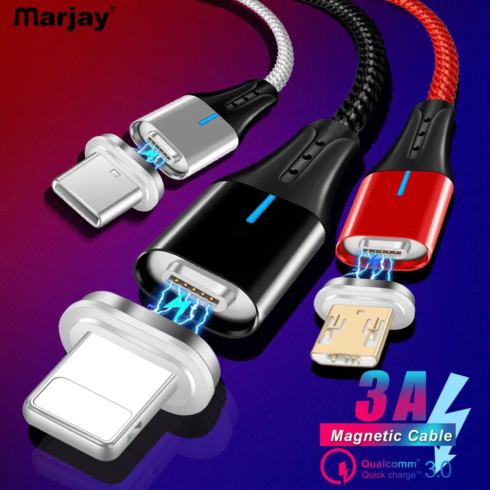 Marjay المغناطيسي USB كابل شحن ل فون سامسونج Xiaomi سريع شحن المصغّر USB نوع C كابل المغناطيس الهاتف المحمول الكابلات Marjay المغناطيسي USB كابل شحن ل فون سامسونج Xiaomi سريع شحن المصغّر USB نوع C كابل المغناطيس الهاتف المحمول الكابلات