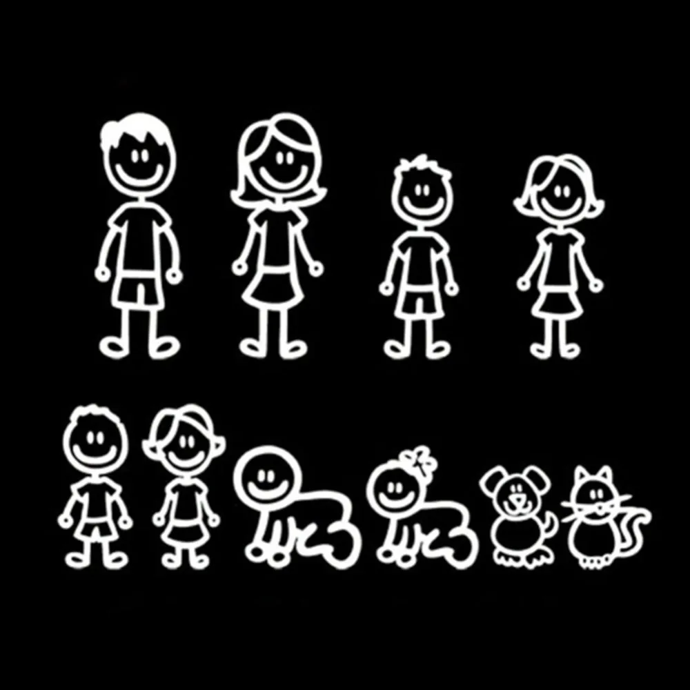15-58cm-CM-Cartoon-A-Large-Family-Car-Stickers-Fashion-Vinyl-Car-Decorative-Accessories-Black-White (1)