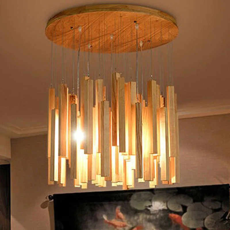 Nordic luces pendientes creativa lámparas madera sala de estar