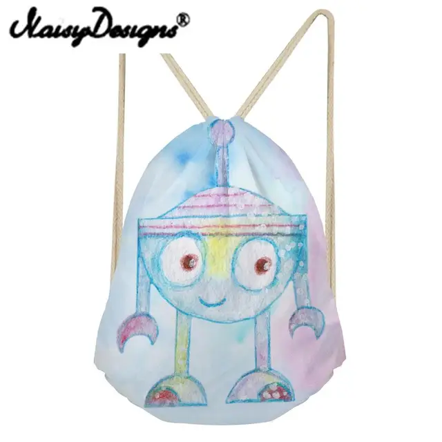 Noisydesigns Beach Bags Robot Printing Kids Drawstring Backpack School Shopper For Girls Travel Birthday Gift Day Pack Mochila Drawstring Bags Aliexpress - noisydesigns handbag shopper bag lady girls beach bag 3d roblox games pattern print women shopping shoulder bag cotton tote bag