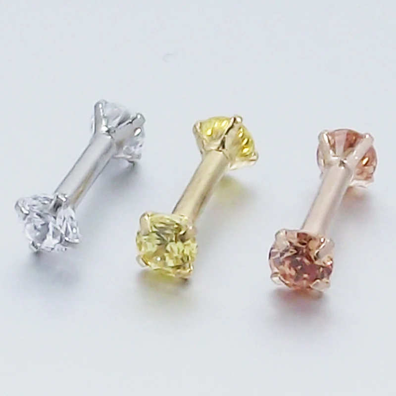 1 шт. 16Gx6x3mm штанга нержавеющая сталь серьги прозрачный циркон камень двойной