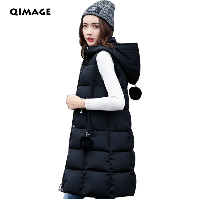 2017 Winter Long Vests For Women Korea Slim Down Cotton Hooded Vest
