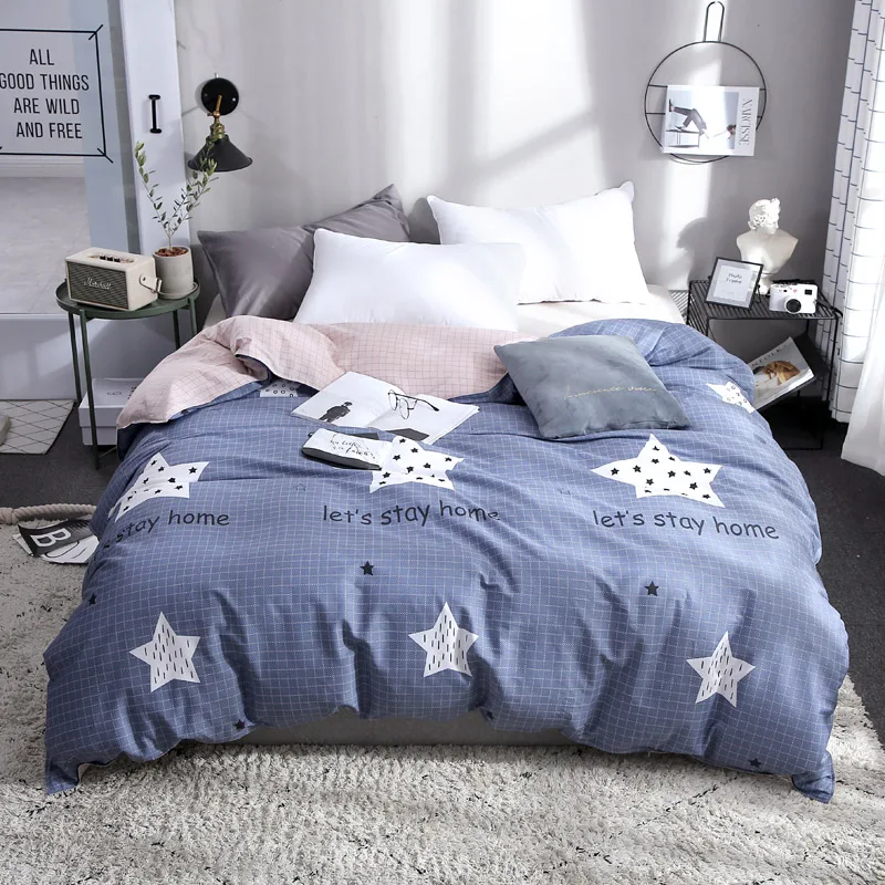

1Pcs Duvet Cover Blue Star Pattern Cotton Bedclothes 150x200cm/180x220cm/200x230cm Size Mf