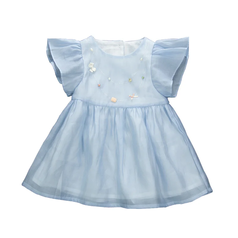

6M-3T Baby Girls Dress Clothes Kids Princess Beading Cute Infant Summer Dress for Birthday Party Toddler Girl Dress DQ395