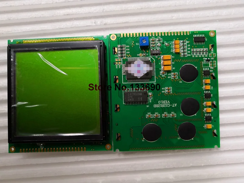 

128x128 Lcd Display T6963 Controller 128*128 LED Backlight KS3500 KS3600 AT-G128128B Yellow Green Dimension 86x95 Mm