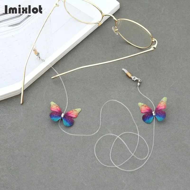 

Clear Glasses Rope Fashion Lace Butterfly Charm Elastic Eyeglass Sunglasses Cord Lanyard Necklace Anti Slip Strap for Reading