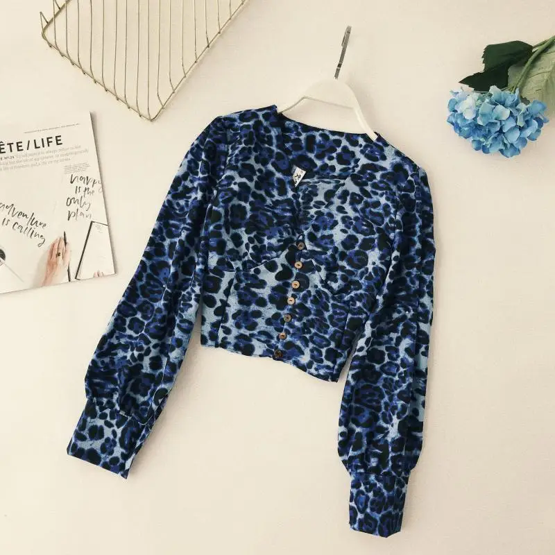 Женская шифоновая рубашка ALPHALMODA модная леопардовая с длинным рукавом и