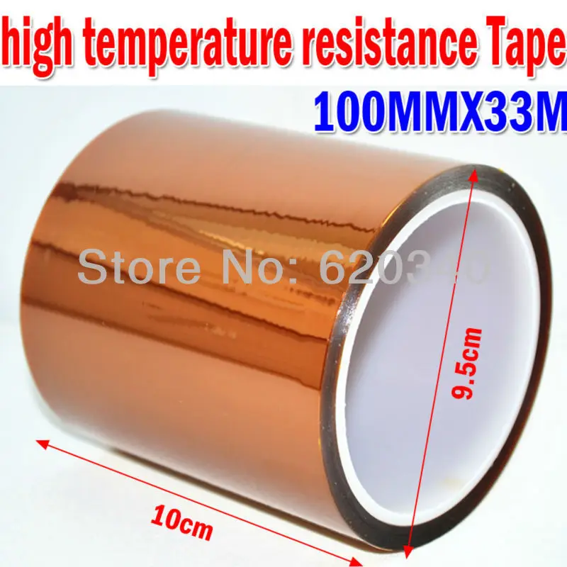 Free shipping 100mm X 33m high quality golden High temperature tape BGA