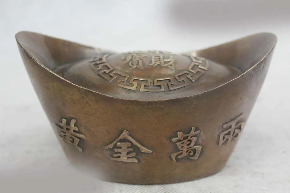 4 &quotКитайская народная бронзовая отличная статуя для рисования счастливых денег