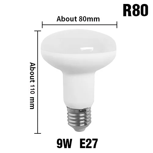 E14 E27 светодиодные лампы с регулируемой яркостью R39 R50 R63 R80 Bombillas лампа лампада светодиодные лампы-ампулы светильник 5W 7W 9W энергосберегающая дома 220V 110V - Испускаемый цвет: R80