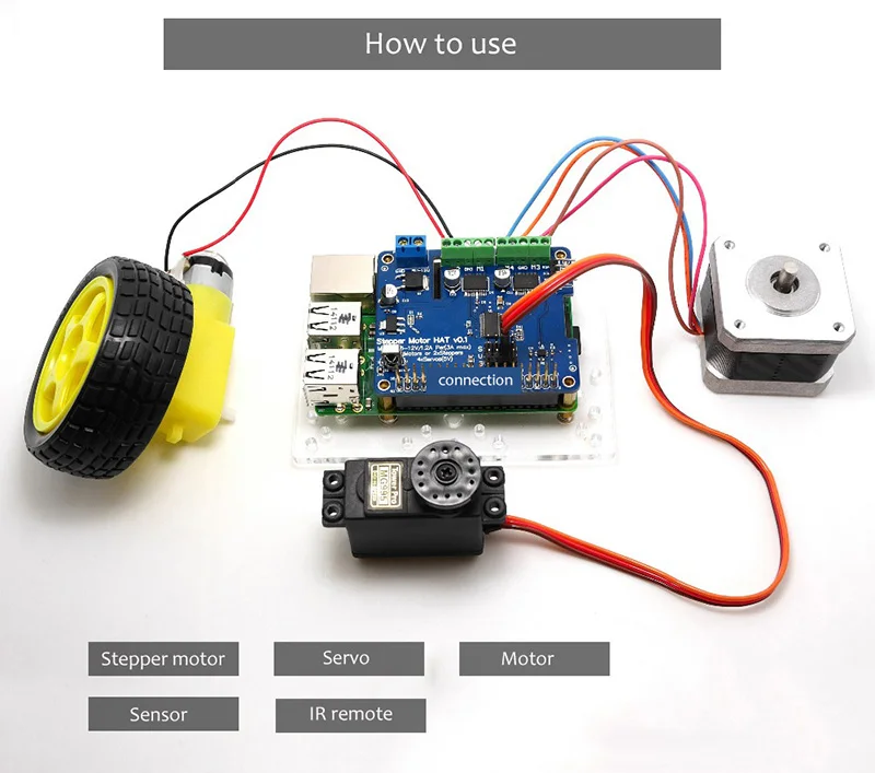 Raspberry Pi 4 моторная шляпа полнофункциональная плата расширения робота для Raspberry Pi 4/Pi 3B+/3B(шаговый двигатель/сервопривод/ИК-пульт