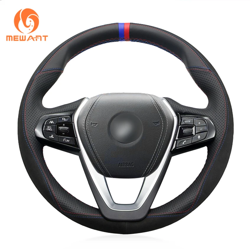 

MEWANT Black Suede Genuine Leather Steering Wheel Cover for BMW G30 530i 540i 520d 530e 2016-2018 G32 GT 630i 630d