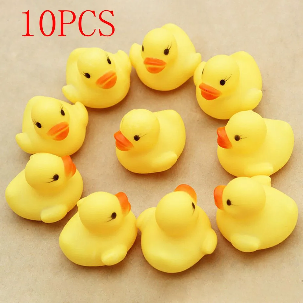 

10Pcs Shower toys duck rubber Duckie Baby 5-7 years One Dozen Gift toy Squeezing Call Rubber Ducky Birthday Favors Z703