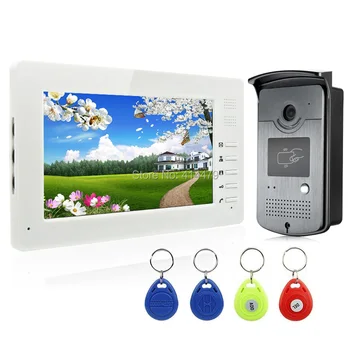 

7 inch HD LCD Monitor Home Video door phone Intercom System with 700TVL ID Card alloy Camera Night Vision