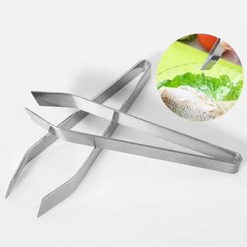 

1pc Stainless Steel Fish Bone Tweezers Remover Pincer Puller Tongs Seafood Pick-Up Tools High Quality Home Kitchen Tool Supplies