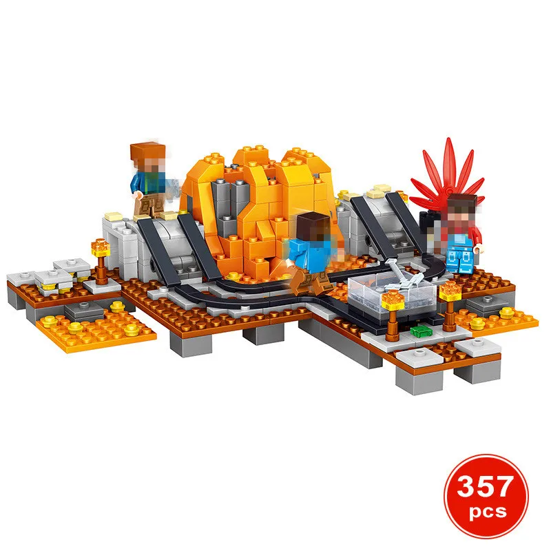 

357pcs Volcano mine MY WORLD Compatible Legoing Minecrafted Figures Building Blocks Bricks Set Educational Toys for Children