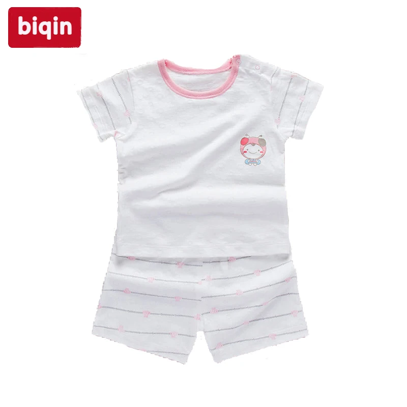 Biqin/9 months to 3 years Old Одежда для маленьких детей летний хлопковый костюм с короткими