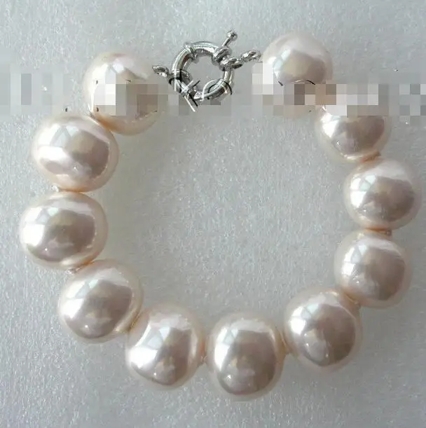 

Free shipping hot sale Women Bridal Wedding Jewelry >> stunning big 19mm baroque pink south sea shell pearl bracelet 8