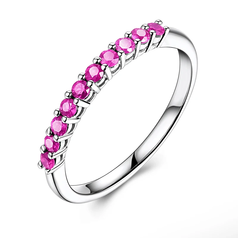0.32ct Natural Rubies Women Wedding Band Solid 14k White Gold