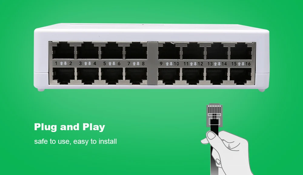 Профессиональный 16 Порты Fast Ethernet LAN RJ45 Vlan сетевой коммутатор 10/100 Мбит/с usb хаб для настольных ПК с EU/адаптер для розеток американского стандарта