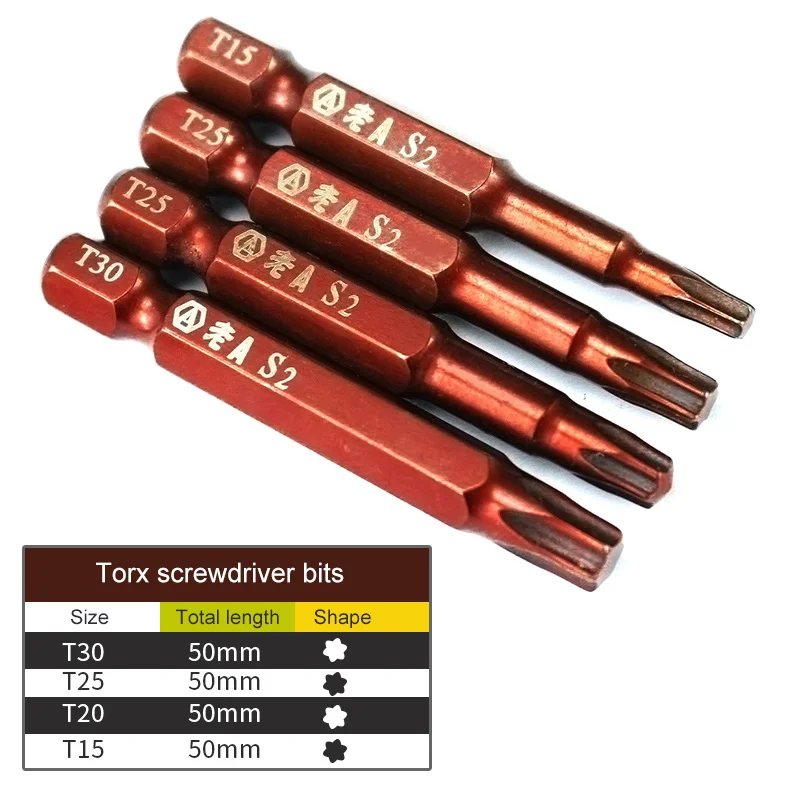 LAOA 4 шт. S2 Torx отвертка Биты шлицевая отвертка бит T15 T20 T25 T30 - Цвет: 4pcs torx bits