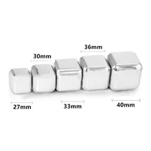 Cubes de pierre à whisky en acier inoxydable, pour dégustation de roche, vin, bière, glace, Bar, cadeau de noël, 27mm 30mm 33mm 36mm 40mm, 4 pièces/lot