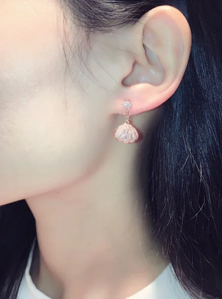 

1 Pair Temperament Simulated Pearl Big Shell Earrings Women Boho Beach Jewelry super fairy fashion earrings 2019 new